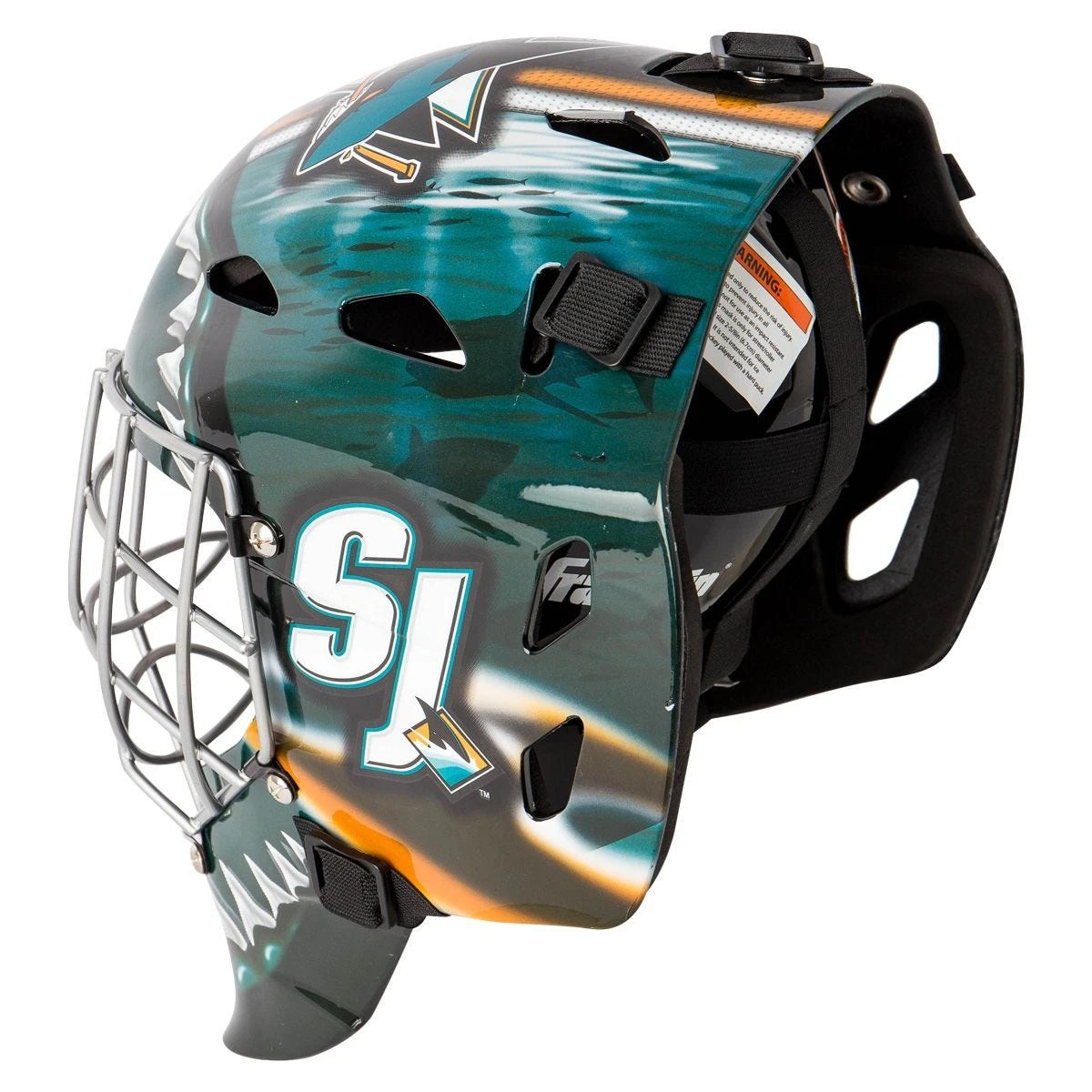 Franklin GFM 1500 San Jose Sharks Goalie Face Mask 6 Franklin GFM 1500 San Jose Sharks Goalie Face Mask - Image 4