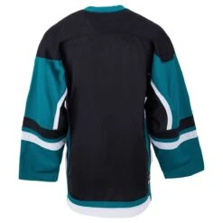 Stadium Adult Hockey Jersey - Black/Teal/White -Hockey Specialty Store firstar hockey jersey stadium blk teal wht inset4