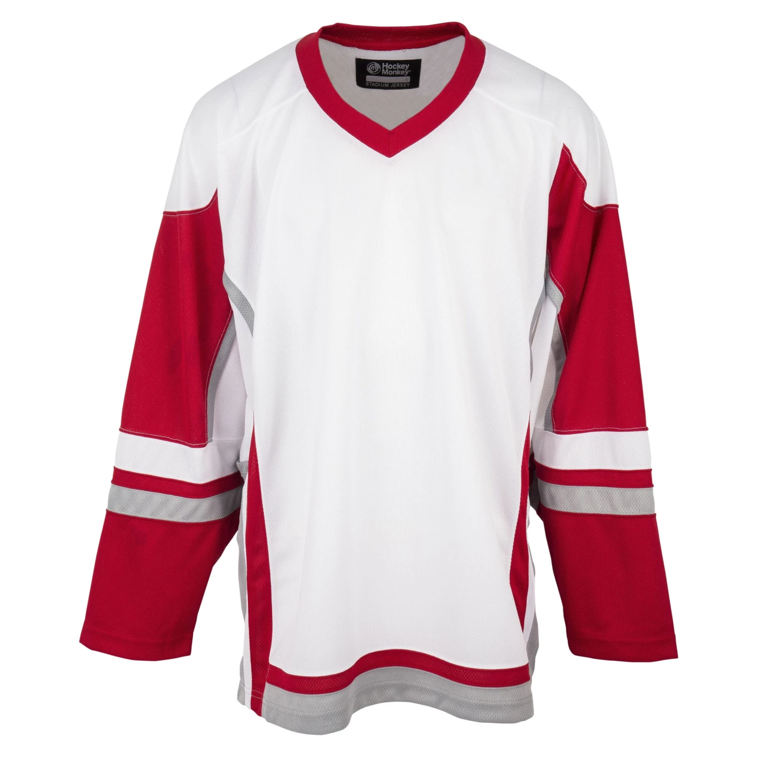 Stadium Adult Hockey Jersey - White/Red/Gray 4 Stadium Adult Hockey Jersey - White/Red/Gray - Image 2